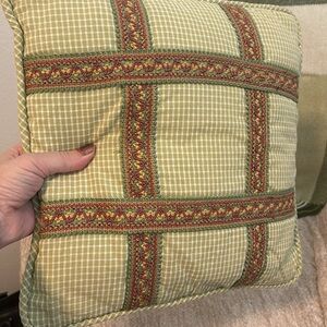 Vintage Accent Pillow Adorable Sized Green Gingham Throw Pillow
